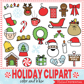 Christmas Clip Art Color And Black White Christmas Clipart Holiday