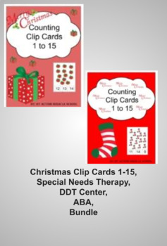 Preview of Christmas Clip Cards 1-15, Special Needs Therapy, DDT Center, ABA, Bundle