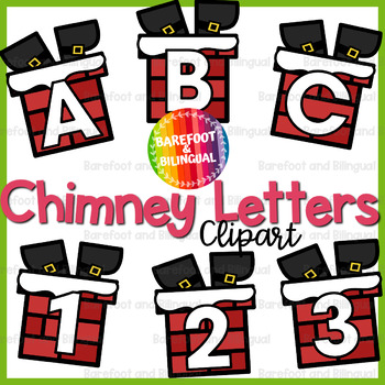 Preview of Christmas Letter & Number Clipart | Santa Stuck in Chimney