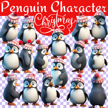 Preview of Christmas ClipArt Penguin Character - Holiday ClipArt - Commercial Use