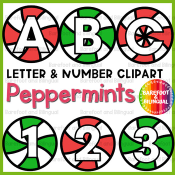 Preview of Peppermint Letter & Number Clipart | Christmas Clipart