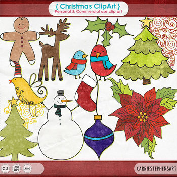Christmas ClipArt, Poinsettia, Snowman, Deer, Christmas Tree - Happy ...