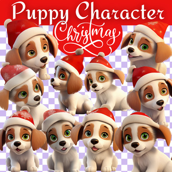 Preview of Christmas ClipArt Puppy Character - Holiday ClipArt - Commercial use