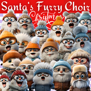 Preview of Christmas ClipArt Santa’s Furry Choir - Holiday ClipArt - Commercial use