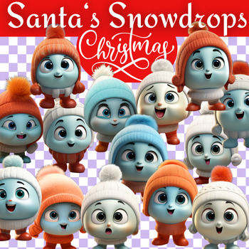 Preview of Christmas ClipArt Santa’s Snowdrops - Holiday ClipArt - Commercial use