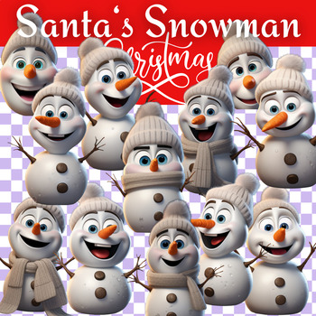 Preview of Christmas ClipArt Santa’s Snowman - Holiday ClipArt - Commercial use