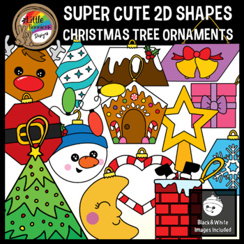 Preview of Christmas Clipart | 2D Shapes | Christmas Tree Ornaments
