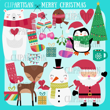 Christmas Clip Art | Polar Bear | Snowman | Santa | Christmas Tree