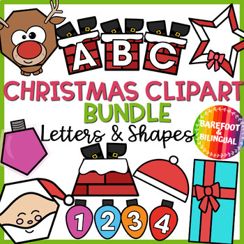 Preview of Christmas Clipart Bundle - 2D Shapes , Letters & Numbers