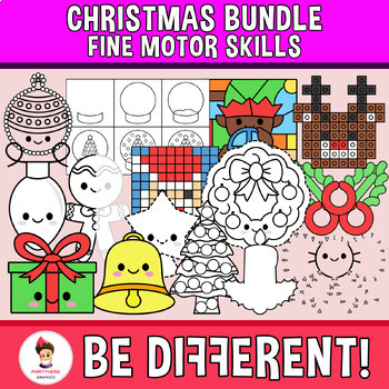 Preview of Christmas Clipart Bundle Fine Motor Skills Pencil Control Dot to Dot December