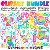 Christmas Clipart Bundle Watercolor Ornament Lights Candy 
