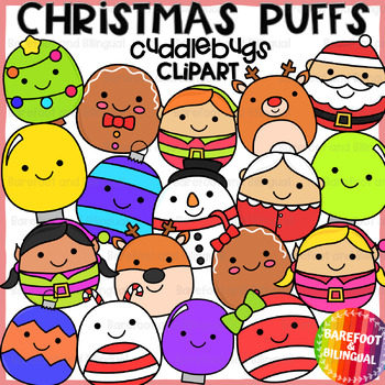 Preview of Christmas Clipart Puffs | Cuddlebugs Collection | Gingerbread man & more