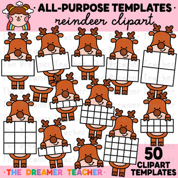 Preview of Christmas Clipart Reindeer Templates