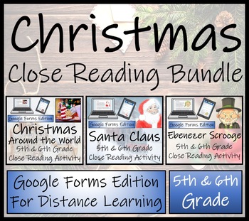 Preview of Christmas Close Reading Bundle | Digital & Print | 5th Grade & 6th Grade