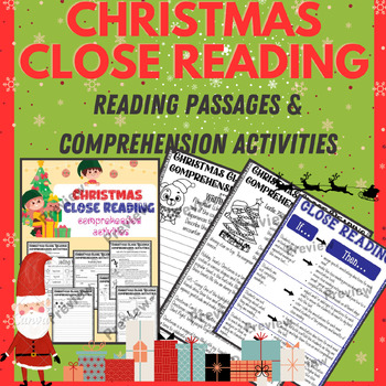 Preview of Christmas Close Reading| Graphic Organizers, Comprehension Passages & Activities