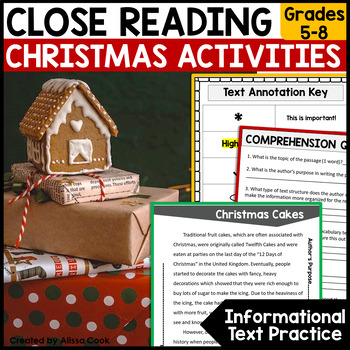 Preview of Christmas Close Reading Comprehension Passages | Christmas ELA Activity