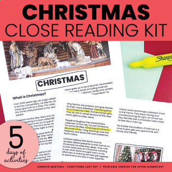 Preview of Christmas Close Reading & Writing Activities Unit for December & Winter Holidays