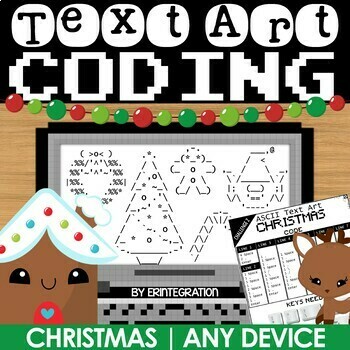 Preview of Christmas Coding Activities & Typing Practice | ASCII Text Art for Any Device