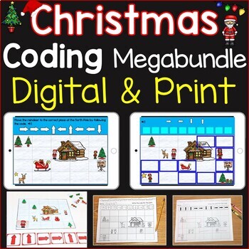Preview of Christmas Coding Practice Mega Bundle Digital & Print (Unplugged) Hour of Code