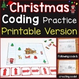 Christmas Coding Practice Unplugged Printable, Follow & Cr