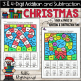 Christmas Color By 3 & 4-Digit Addition And Subtraction Wi