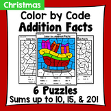 Christmas Color By Addition Facts: Sums up to 10, 15, & 20