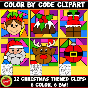 Preview of Christmas Color By Code Clipart