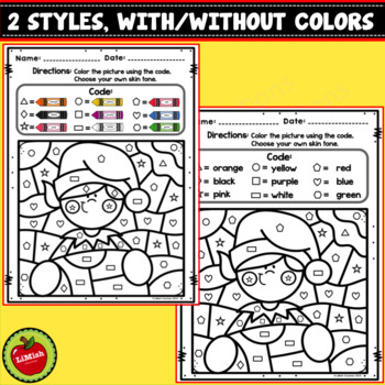 Christmas Color By Code (Numbers And Shapes) by LiMish Creations