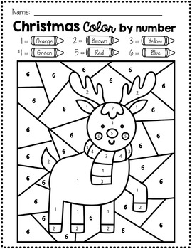Christmas Color By Number 1-10 Worksheet by TeachingNinja | TPT