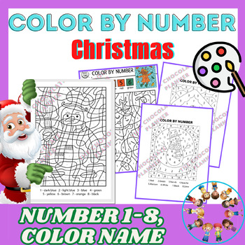 Christmas Color By Number 1-5 Activities, Christmas Color By code ...