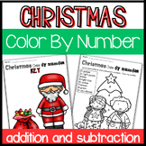 Christmas Color By Number  Addition & Subtraction Numbers 1-10