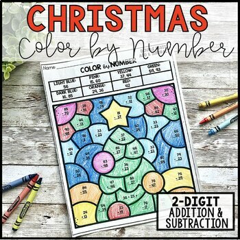 Christmas Color By Number Double Digit Addition and Subtraction | TPT