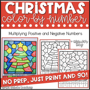 Preview of Christmas Color By Number Math Activity 7th Grade