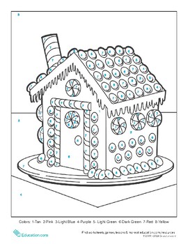 Preview of Gingerbread House Color By Numbers Christmas