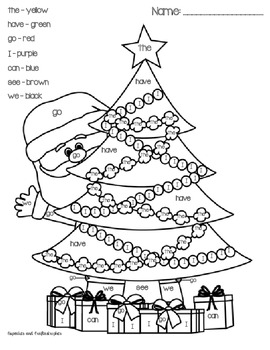 color by sight word christmas 1st grade