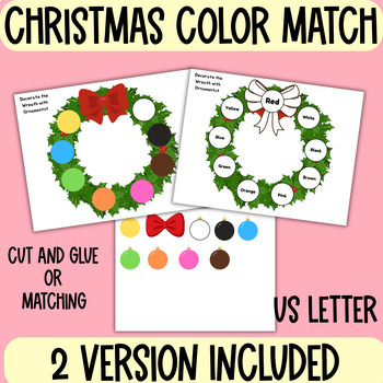 Preview of Christmas Color Matching Activity,Preschool Worksheets,Home school Printable