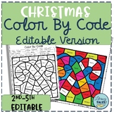 Christmas Color by Code Editable Template- 2nd-5th Grade