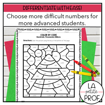 Christmas Color by Code French Numbers by La petite prof | TpT