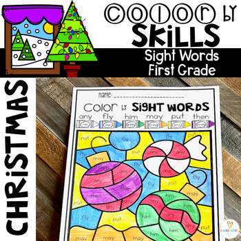 Preview of Christmas Color by Code Sight Words First Grade | Sight Word Practice