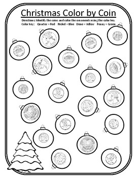 Christmas Color by Coin Christmas Tree Christmas Math ...