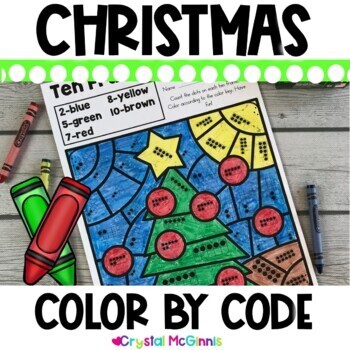 Christmas Color by Color Code (10 Kindergarten Skills) by Crystal McGinnis