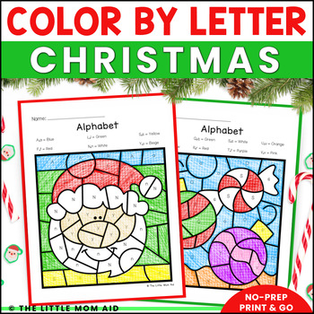 Preview of Christmas Color by Letter - Alphabet Coloring Pages - Letter Recognition