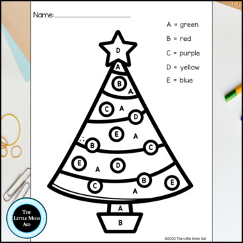 Christmas Color by Letter Uppercase Letters by The Little Mom Aid