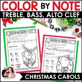 Christmas Carols Color by Note Music Coloring Pages & Work