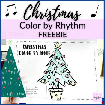Preview of Christmas Color by Note FREEBIE for rhythm