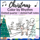 Christmas Color by Note // Level 3 rhythms dotted quarter,