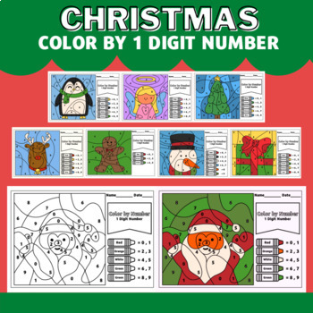 Preview of Christmas Color by Number (0-9) for Kids