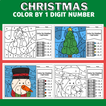 Christmas Color by Number (0-9) for Kids by Paphawarin Chaichan | TPT