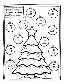 Christmas Color by Number Add, Subtract Christmas Math Second Christmas ...