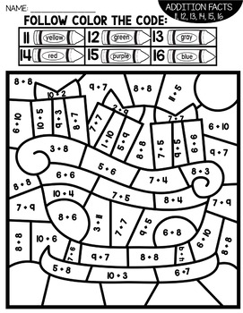 Christmas Color By Number Addition Facts By Teaching Second Grade